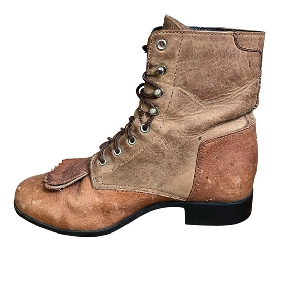 Ariat Heritage II Lacer Brown Leather Boots Kiltie Sz 6.5 Women Riding Booties - Picture 3 of 14